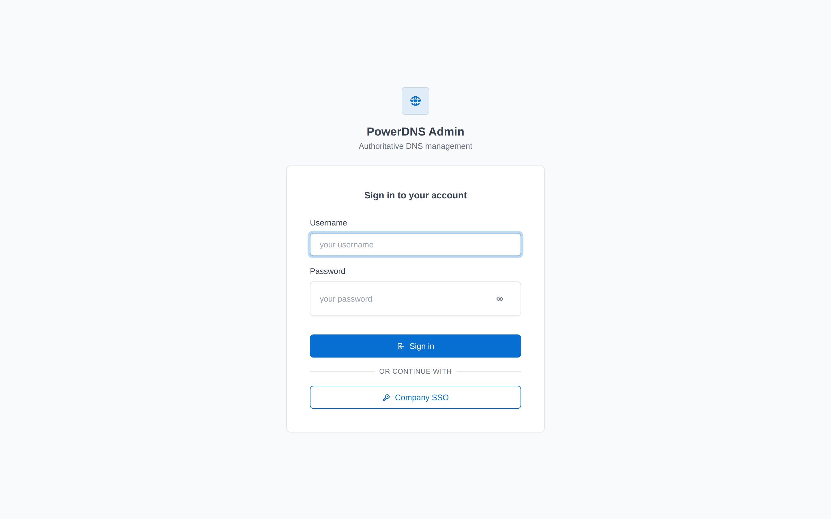 The sign-in page, with username and password fields